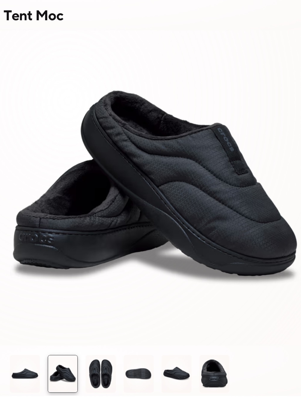 NWT CROCS Tent Moc Slip On in Black - Women’s Size 8/Men’s Size 6